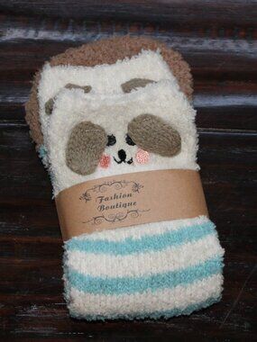 NEW SOCKS Fashion Boutique soft Fluffy Floppy Eared Dog blue striped Tube Socks
